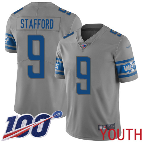 Detroit Lions Limited Gray Youth Matthew Stafford Jersey NFL Football #9 100th Season Inverted Legend